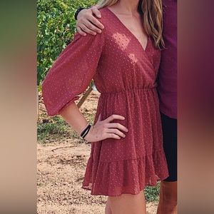 Zara romper / dress. Really cute mauve color with polka dot pattern.